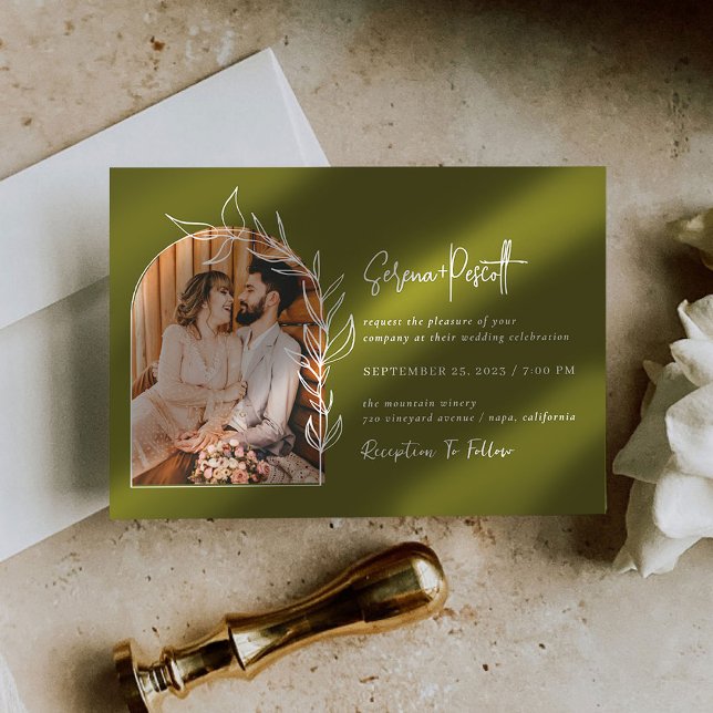 Sage Green Photo Wedding Invitation (Creator Uploaded)