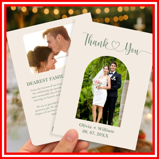 Sage Green Photo Wedding Thank You Card (Creator Uploaded)