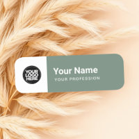 Sage Green Pin Name Tag or Magnetic with Logo