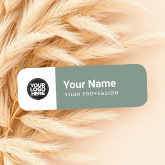 Sage Green Pin Name Tag or Magnetic with Logo