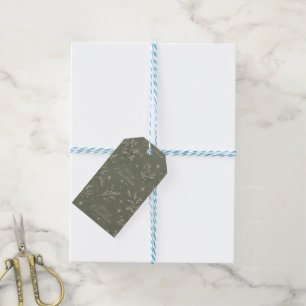 Sage Green Pine Merry Christmas Wine Gift Bag Tags