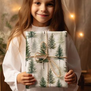 Sage Green Pine Tree Wrapping Paper