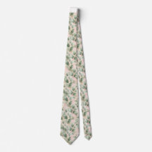 SAGE GREEN PINK BOTANICAL TIE GIFT FOR DAD