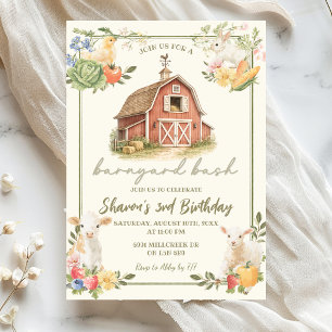 Sage Green Pink Farmer's Market Barnyard Bash Invitation