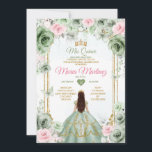 Sage Green & Pink Floral Mis Quince 16th Birthday Invitation<br><div class="desc">Sage Green & Pink Floral Mis Quince 16th Birthday Invitation
Mis Quince 15 Anos,  16th Birthday Butterfly.</div>