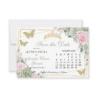 Sage Green Pink Floral Quinceanera 16th Calendar