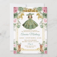 Sage Green Pink Flowers Cute Girl 3rd Birthday