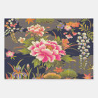 Sage Green Pink Japanese Kimono Floral Decoupage