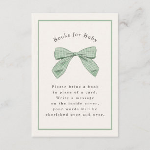 Sage Green Plaid Bow Elegant Baby Shower Enclosure Card