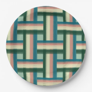 Sage Green Plaid  Paper Plate
