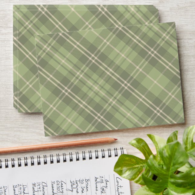 Sage Green Plaid Pattern Envelope (Stacked)