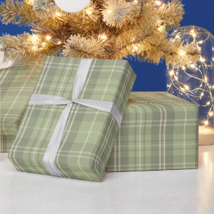 Sage Green Plaid Pattern Wrapping Paper