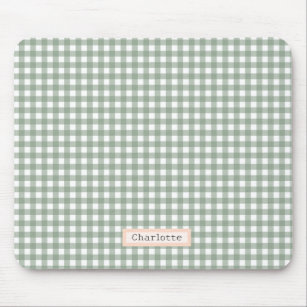 Sage Green Plaid Personalised  Mouse Pad