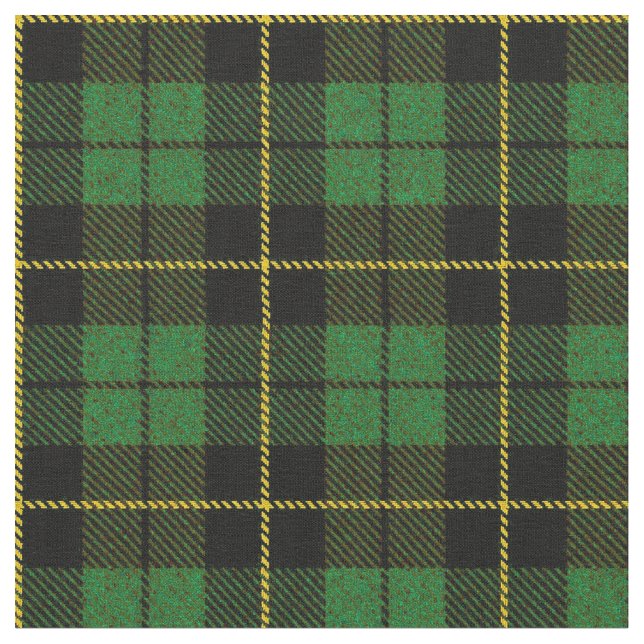 Sage green plaid yellow/black stripe fabric (Close Up)