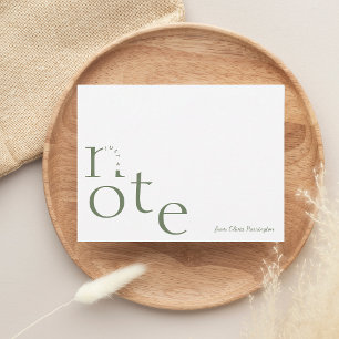 Sage Green Playful Just a Note in Motion w/ Script Card