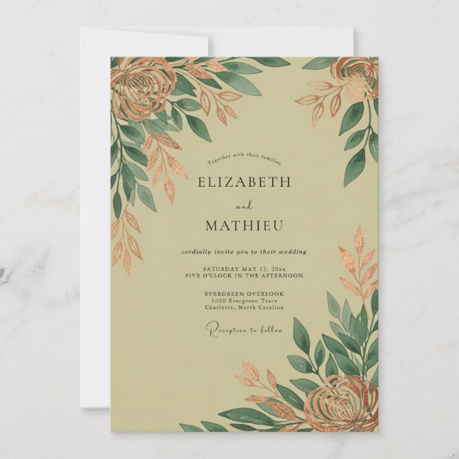 Sage Green Polished Rustic Wedding Invitation (Front)