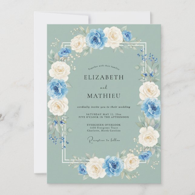 Sage Green Polished Spring Wedding Invitation (Front)