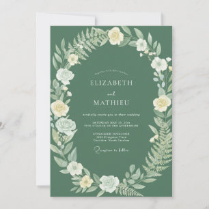 Sage Green Polished Woodland Wedding Invitation