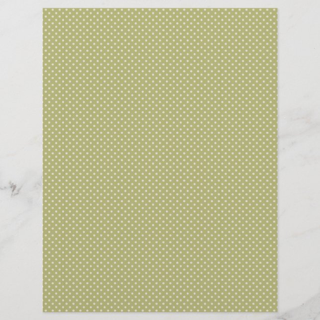 Sage Green Polka Dot Print Scrapbook Paper (Front)