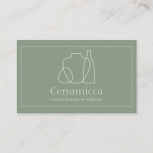 Sage Green Porcelain Sculpture Vase Ceramic Business Card