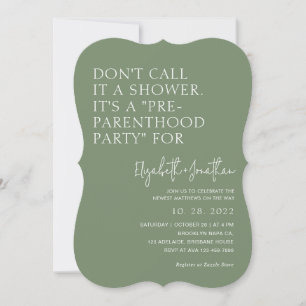 Sage Green Pre - Parenthood Party Baby Shower Invitation