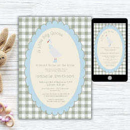 Sage Green Preppy Silly Little Goose Baby Shower Invitation