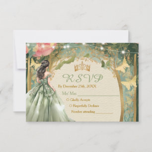 Sage Green Princess Dress Forest Fairy RSVP Card