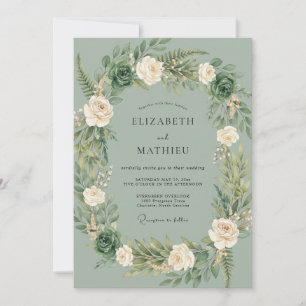 Sage Green Pristine Woodland Wedding Invitation