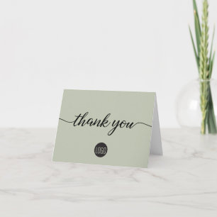Sage green Professional Minimalist Business Logo Thank You Card