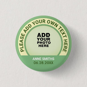 sage green promotional photo 3 cm round badge