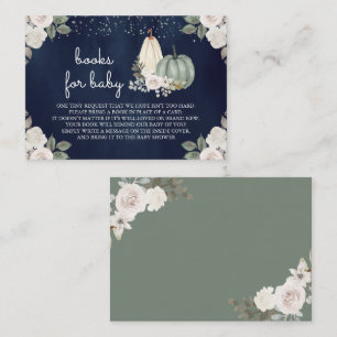 Sage Green Pumpkin Floral Fall Navy Book Request Enclosure Card