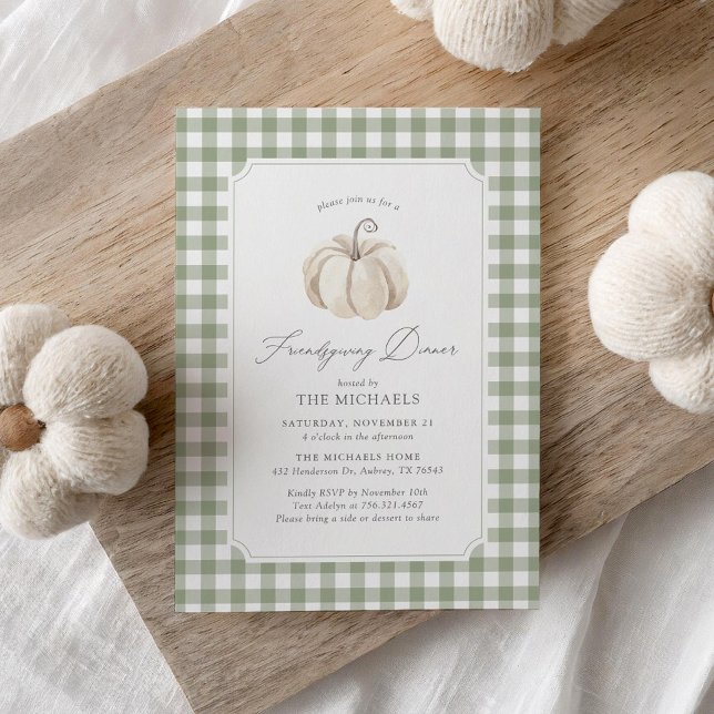 Sage Green Pumpkin Friendsgiving Dinner Invitation (Creator Uploaded)