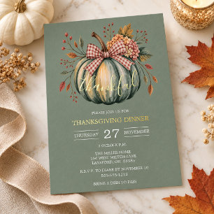 Sage Green Pumpkin Thankful Thanksgiving Dinner