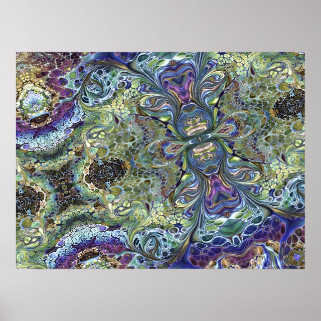 Sage green, purple blue Motif Abstract  Poster (Front)
