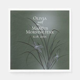 Sage Green Purple Dragonfly Napkin