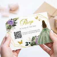 Sage Green Purple Princess Quinceañera QR