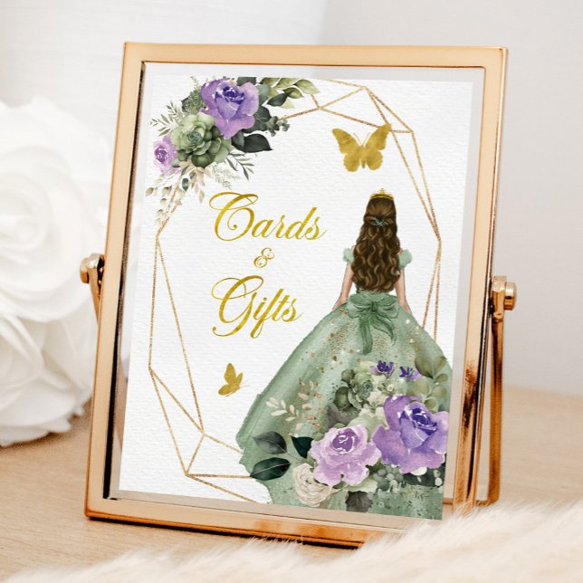 Sage Green Purple Quinceañera Cards and Gifts Poster (Creator Uploaded)