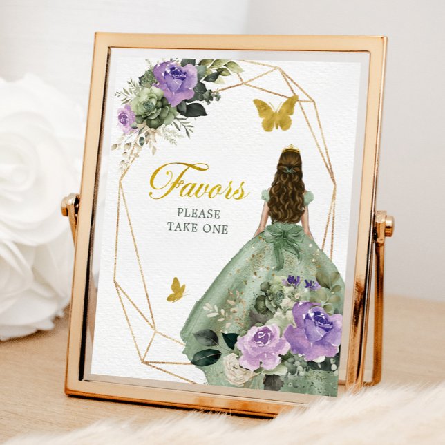 Sage Green Purple Quinceañera Favours Sign (Creator Uploaded)