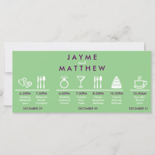 Sage Green Purple Wedding Timeline Welcome Note