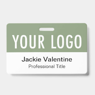 Sage Green PVC Badge Horizontal Staff ID Name Tag