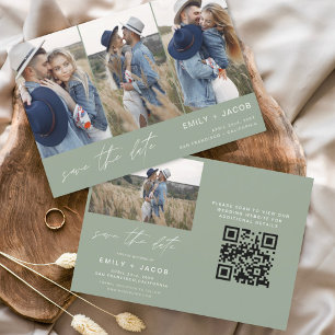 Sage Green QR Code Modern Save the Date 4 Photo