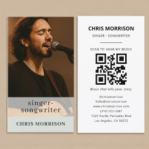 Sage Green QR Code Musician Business Card