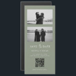 Sage Green QR Code Photo Strip Magnetic Wedding<br><div class="desc">Make a bold statement with our Sage Green QR Code Photo Strip Magnetic Wedding Save the Date. This stylish and modern design combines a sleek greenery background with a chic photo strip layout, creating a stunning preview of your upcoming celebration. The integrated QR code adds a high-tech touch, allowing guests...</div>