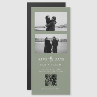 Sage Green QR Code Photo Strip Magnetic Wedding