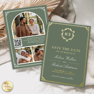 Sage Green QR Code Photo Wedding Save the Date