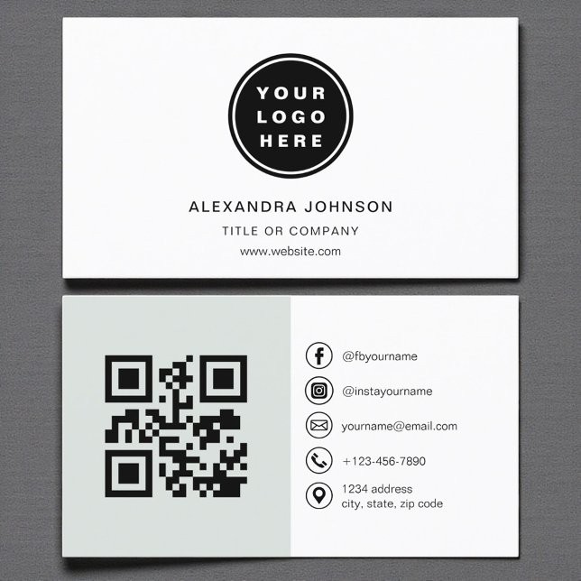 Sage Green QR Code Social Media Business Card (Creator Uploaded)