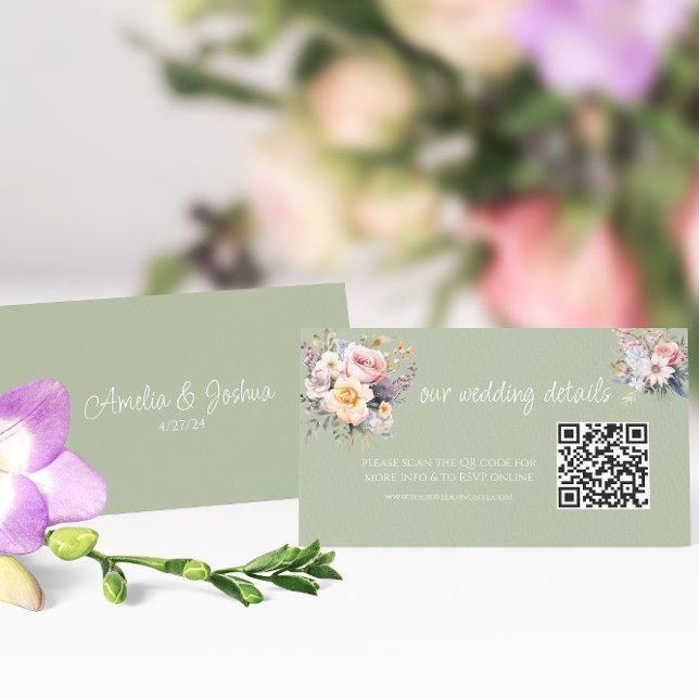Sage Green QR Code Wedding Card (Creator Uploaded)