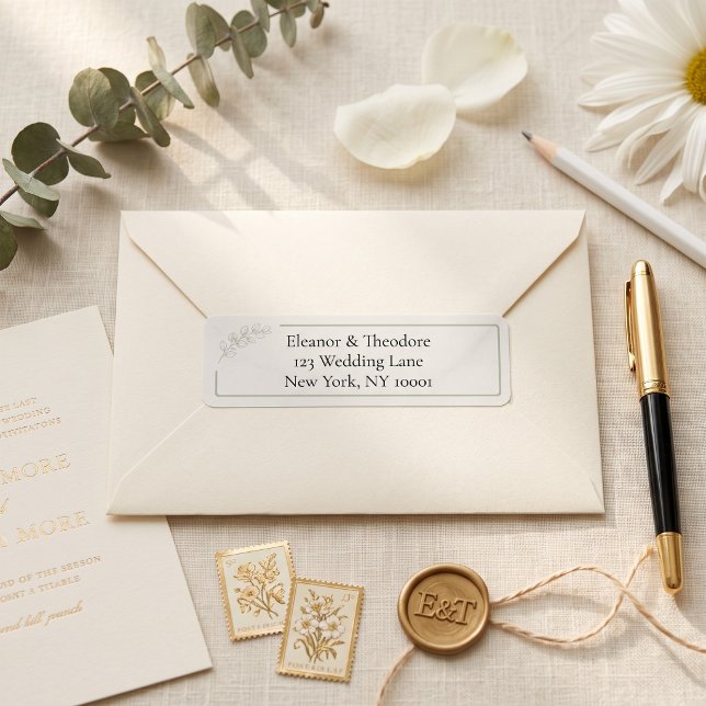 Sage Green Quiet Luxury Wedding Address Label (Sage Green Quiet Luxury Wedding Address Label)