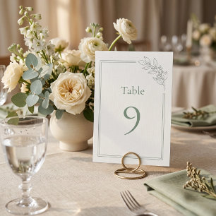 Sage Green Quiet Luxury Wedding Table Number