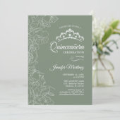 Sage Green Quinceanera Party Invitation (Standing Front)